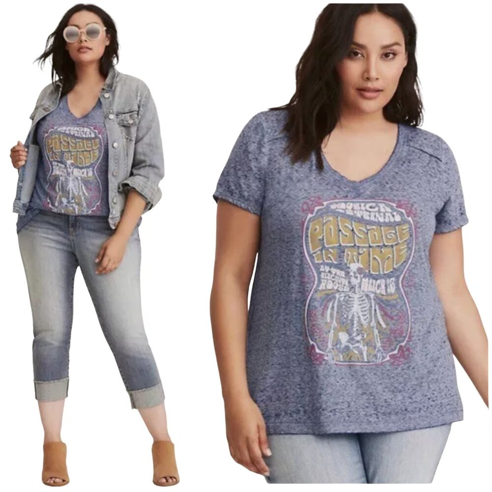 Torrid Passage in Time Graphic Burnout Tee Shirt